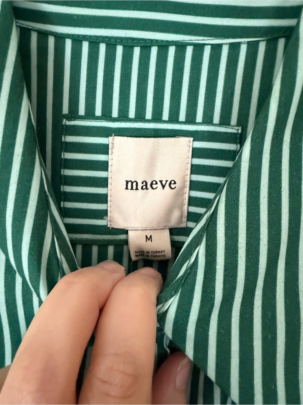 THE BETTINA TIERED SHIRT DRESS BY MAEVE Green Stripe with White Bird Motif NWT M - Picture 5 of 9